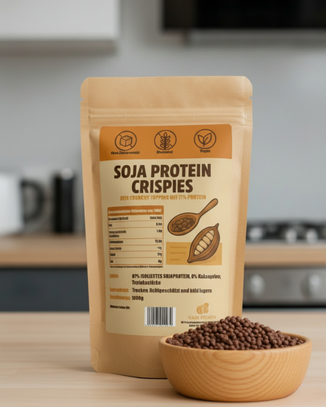 Soja Protein (77% ) Crispies mit Kakao