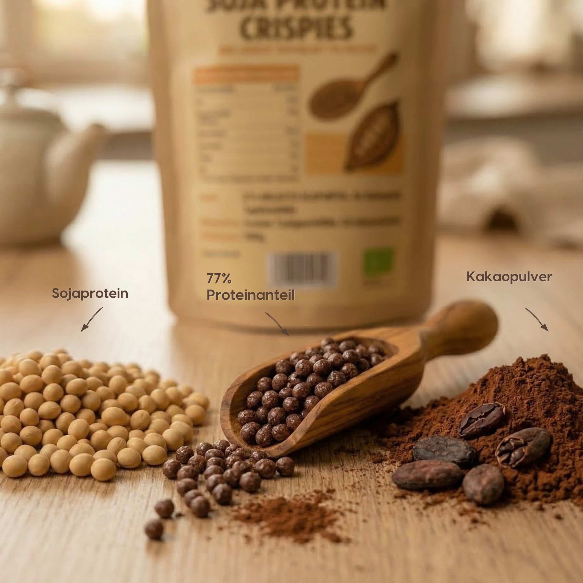 Soja Protein (77% ) Crispies mit Kakao